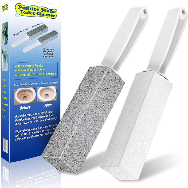 Laiyeoy Toilet Bowl Cleaner Pumice Stone -Hard Water Stain Remover with Ergonomic Handle, Powerfully Removes Toilet Bowl Rings，Rust &Lime，Ideal for Toilet Brush/BBQ Grills/Sink/Pool/Bathroom【2Pack】 - Image 1